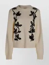 Jil Sander Floral Embroidered Virgin Wool Blend Sweater