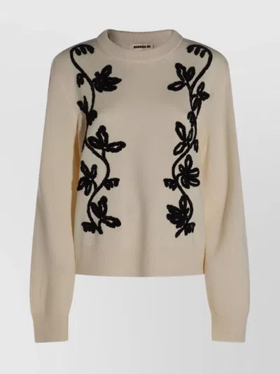 Jil Sander Crewneck Knitwear Floral Embroidery