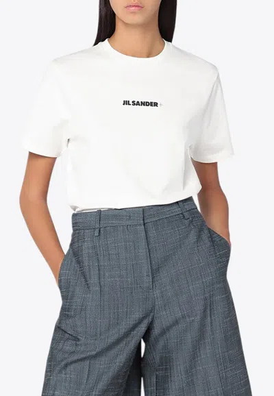 Jil Sander Crewneck Short Sleeves Classic Logo Print T-shirt In White