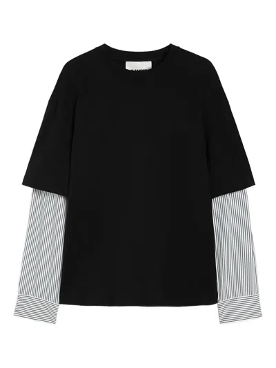 Jil Sander Crewneck Long Sleeves Classic T-shirt In Black