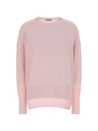 Jil Sander Sweater Dropped Shoulders Ribbed Cuffs Hem In Pink