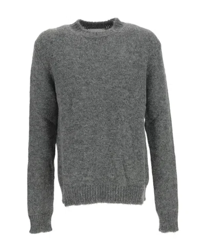 Jil Sander Crewneck Ribbed Hem Jumper In Gray