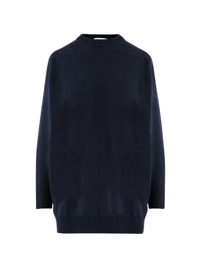 Jil Sander Crew-neck Ribbed-trim Sweater In Blue