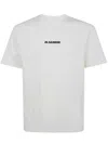 Jil Sander Men White Crewneck T-shirt With Logo Lettering On The Front In Cotton Man