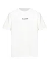 Jil Sander Men White Crewneck T-shirt With Logo Lettering On The Front In Cotton Man In White