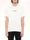 Jil Sander Men White Crewneck T-shirt With Logo Lettering On The Front In Cotton Man In White