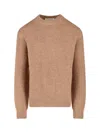 Jil Sander Ribbed Crewneck Sweater With Soft Texture In Brown