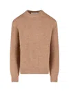 Jil Sander Ribbed Crewneck Sweater With Soft Texture In Brown