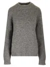 Jil Sander Oversized Grey Sweater With Ribbed Trim In Wool Woman In Grey