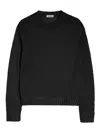 Jil Sander Crewneck Sweater In Openwork Silk In Negro