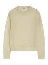 Jil Sander Crewneck Sweater In Openwork Silk In Nude & Neutrals