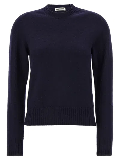 JIL SANDER CREWNECK WOOL SWEATER WITH CUFFED SLEEVES