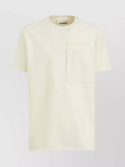 JIL SANDER CREWNECK WOOL T-SHIRT FLAP POCKET