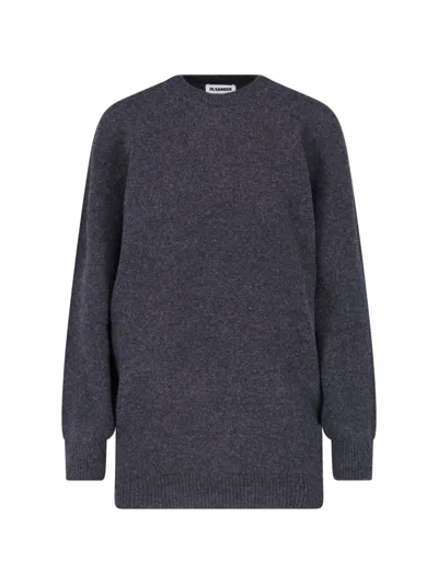 Jil Sander Crewneck Wool-blend Sweater In Gray