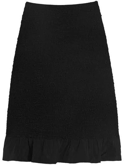 Jil Sander Crinkled A-line Midi Skirt In Black