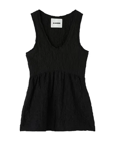 Jil Sander Crinkled Flared Top In Black