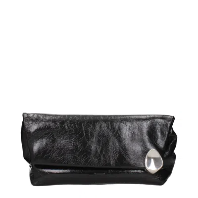 Jil Sander Crinkled Leather Clutch In Black