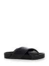 JIL SANDER BLACK SANDALS WITH CRISS CROS BANDS IN SMOOTH LEATHER MAN