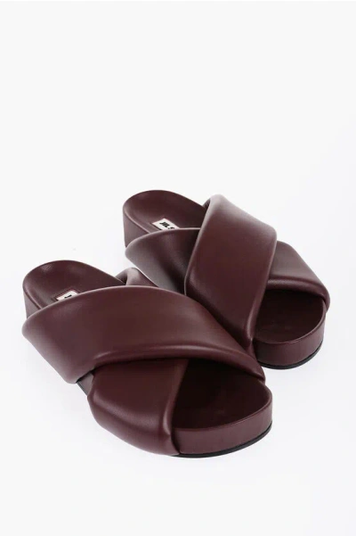 Jil Sander Criss Cross Designed Leather Sandals In Brown