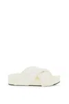 Jil Sander White Cross Strap Slides In Multicolor