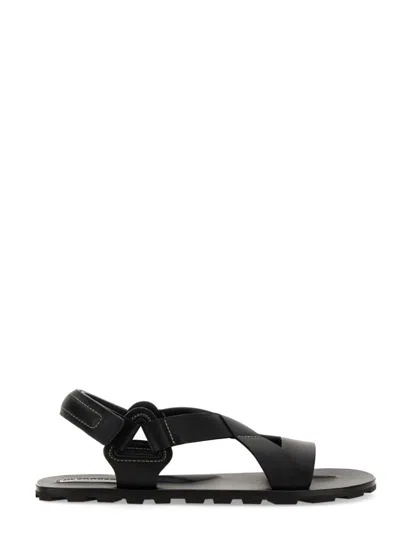 JIL SANDER CRISSCROSS STRAP SANDAL WITH DURABLE RUBBER SOLE
