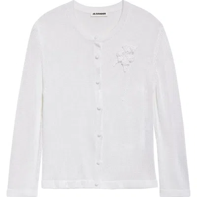 Jil Sander Embroidered Cardigan In White