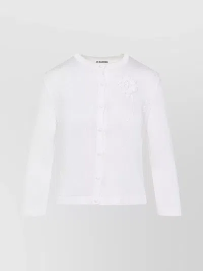 JIL SANDER CROCHET FLOWER KNIT CARDIGAN
