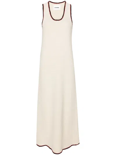 Jil Sander Crochet-knit Maxi Dress In Neutrals