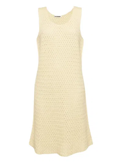 Pre-owned Jil Sander Crochet Sleeveless Day Dress In Yellow