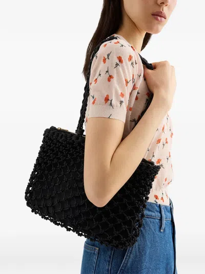 Jil Sander Crochet-effect Shoulder Bag In Black