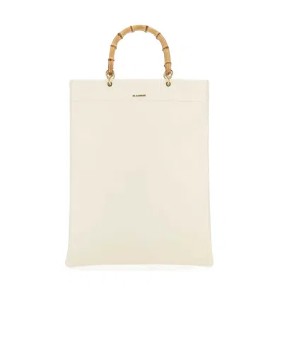 Jil Sander Crocodile-effect Leather Tote In White