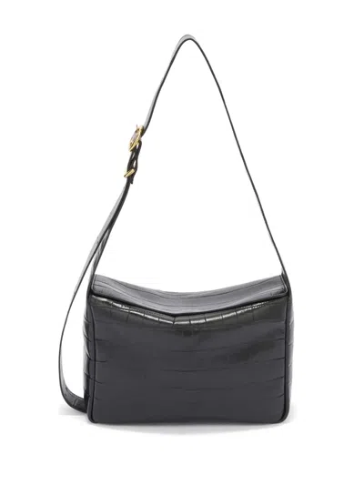 Jil Sander Crocodile-embossed Leather Crossbody Bag In 001 Black