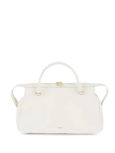Jil Sander Crocodile-pattern Leather Tote Bag In White