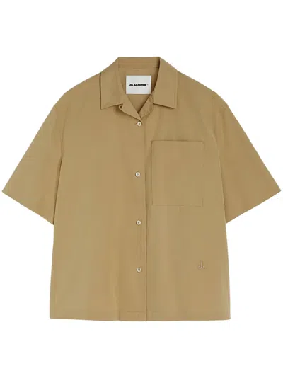 Jil Sander Crop-sleeves Shirt In Neutrals