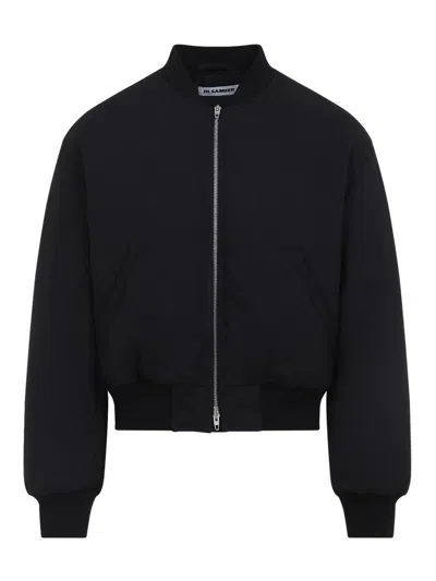 Jil Sander Cropped Bomber Jacket In Black