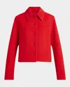 Jil Sander Cropped Boxy Wool Jacket In Red