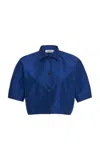 Jil Sander Cropped Button-down Cotton Shirt In Blue