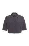 Jil Sander Cropped Button-down Cotton Shirt In Gray