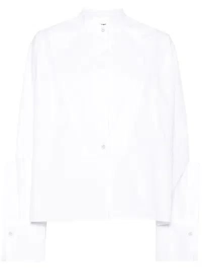 Jil Sander Cropped Cotton Poplin Shirt In White