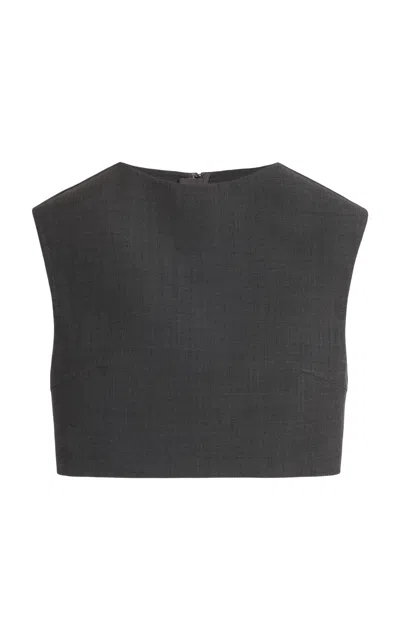 Jil Sander Cropped Double-faced Wool-silk Top In Gray