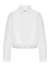 Jil Sander Cropped Jacket In Technical Fabric With Elasticated Bottom In White