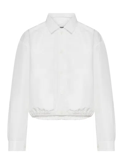 Jil Sander Cropped Jacket In Technical Fabric With Elasticated Bottom In White