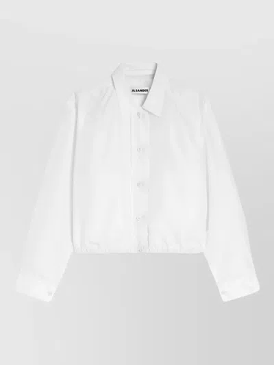 Jil Sander Cropped Jacket Long Sleeves Button Cuffs Collar In White