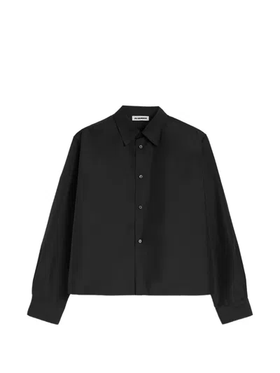 Jil Sander Cropped Long-sleeved Shirt In Black