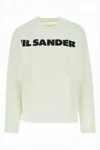 Jil Sander Cropped Long-sleeved Top With Minimalist Design And Logo In Neutral