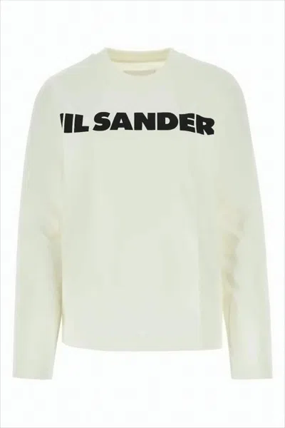 JIL SANDER CROPPED LONG-SLEEVED TOP WITH MINIMALIST DESIGN AND LOGO