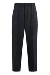 Jil Sander Cropped Tapered Blue Cotton Pants With Elastic Waistband In Blue