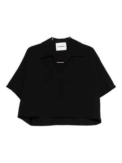 Jil Sander Cropped Polo Shirt In Black