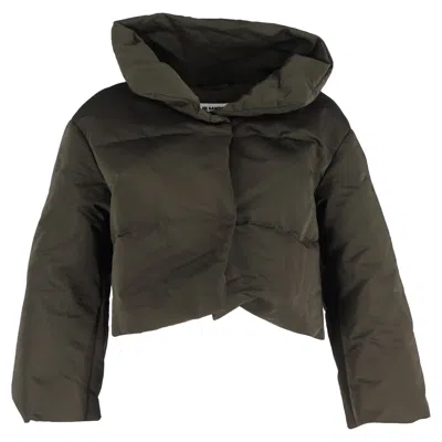 Jil Sander Cropped Puffer Jacket In Green Nylon