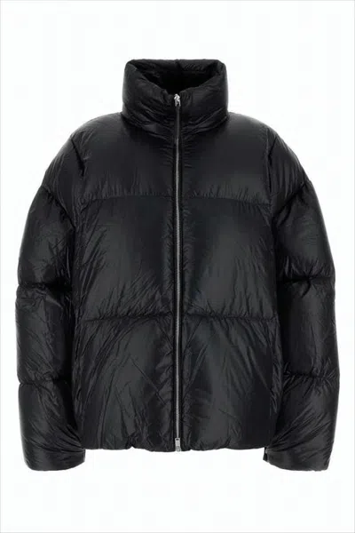 Jil Sander Cropped Puffer Jacket With High Stand Collar In Black